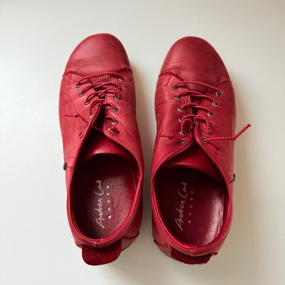 Andrea Conti Red Leather Lace-Up Sneakers | Made in Europe - Picture 4 of 6
